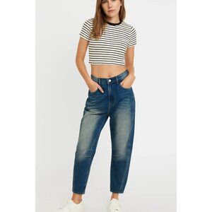 Good Wear Club High Rise Barrel Jeans Vintage Blue Size Medium NWT